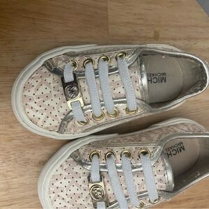 Michael Kors Cream and Gold Sneakers with Perforated Design